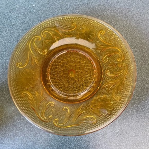 Amber Sandwich Glass Cup and Saucer - Picture 4 of 5